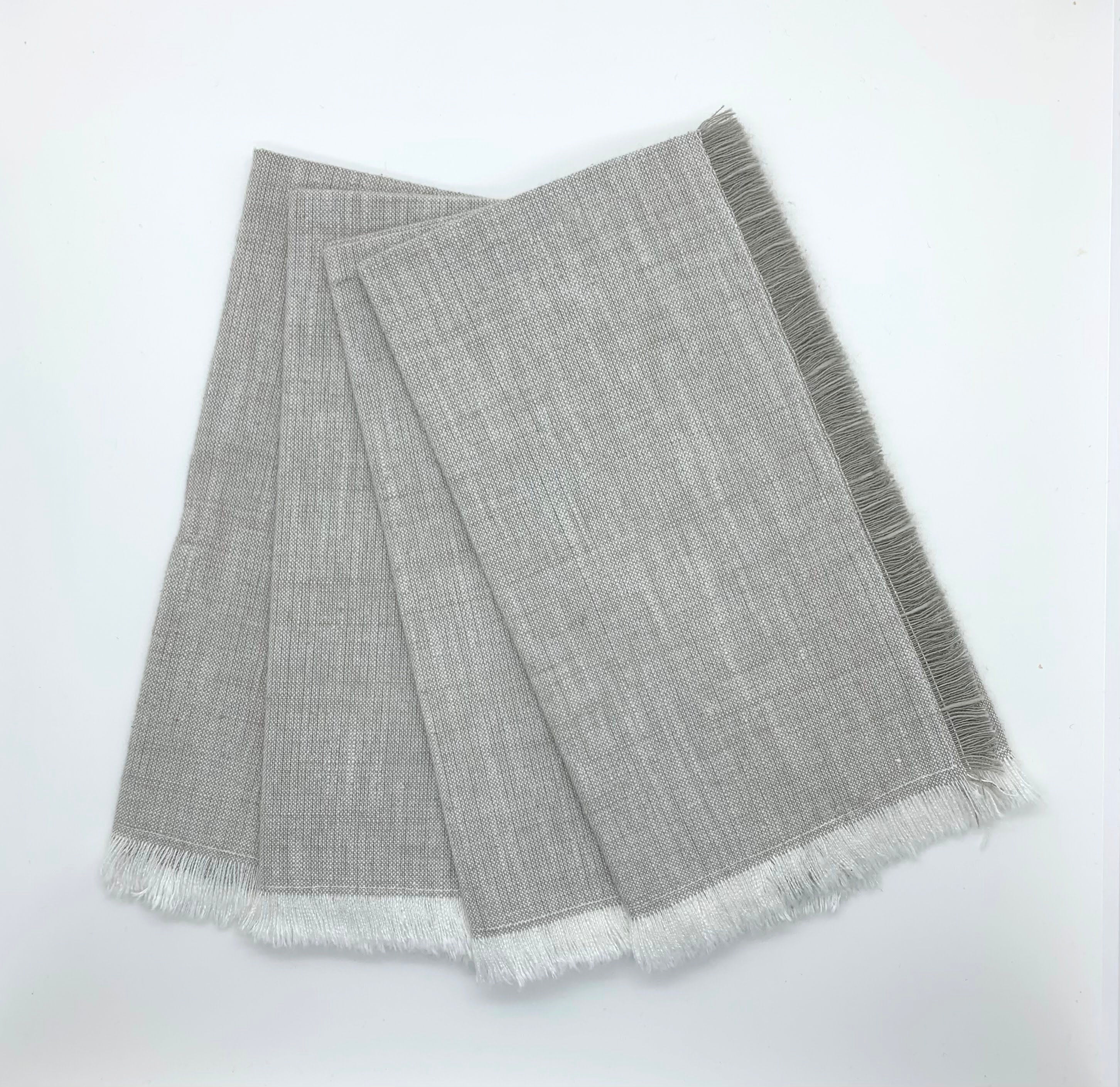 Cotton Fringe Napkins - Set of 4- 100% Cotton - Grey